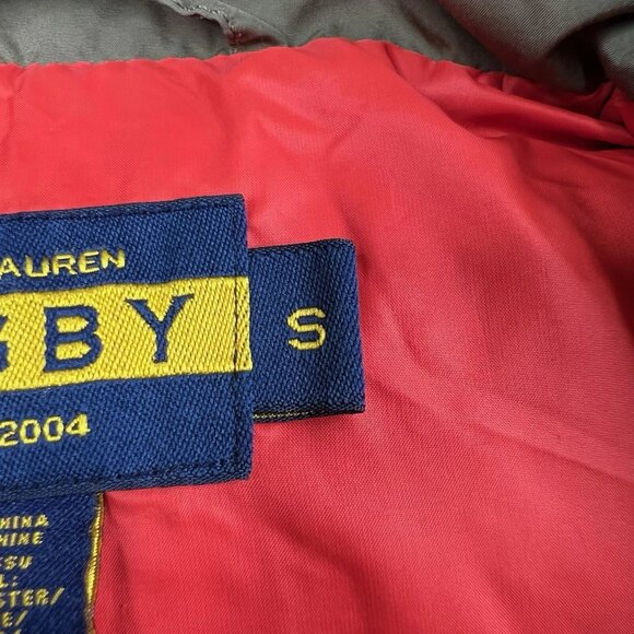 Ralph Lauren Rugby Down Vest Calf Suede Patch Army Green Men’s Size S Small - Picture 9 of 16